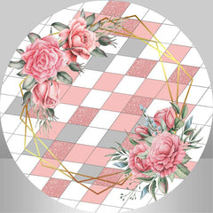 Lofaris Pink Flower Diamond Circle Happy Birthday Backdrop