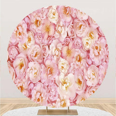 Lofaris Pink Flower Round Happy Birthday Backdrop For Girl