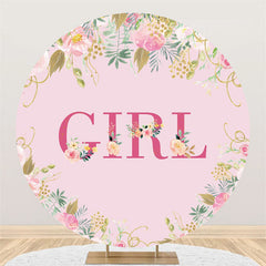 Lofaris Pink Flower Theme Baby Shower Circle Backdrop For Party