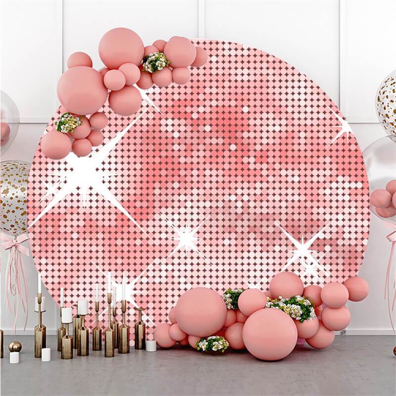 Lofaris Pink Glitter Bokeh Round Birthday Backdrop For Girl