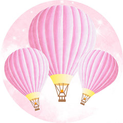 Lofaris Pink Hot Air Balloon In The Sky Round Backdrop Kit