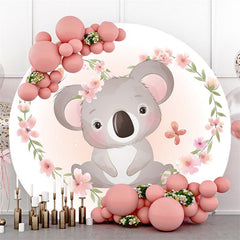 Lofaris Pink Koala Flowers Butterfly Themed Round Backdrop