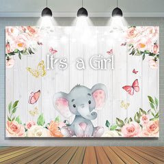 Lofaris Pink Light Floral Its A Girl Spring Baby Shower Backdrop