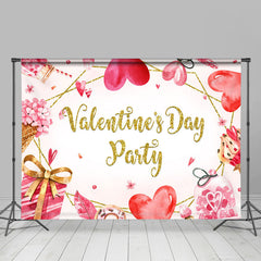 Lofaris Pink Love And Floral Happy Valentines Day Backdrop