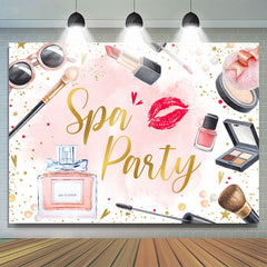 Lofaris Pink Make-Up Themed Spa Party Happy Birthday Backrop