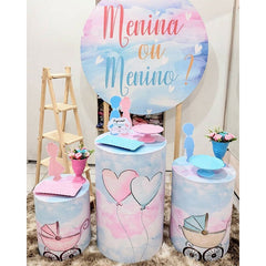 Lofaris Pink Menina Or Blue Menino Round Baby Shower Backdrop Kit