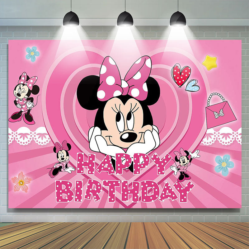 Lofaris Pink Mouse Birthday Party Backdrop For Princess Girl