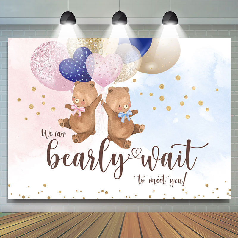 Lofaris Pink and Blue Cute Teddy Bears Baby Shower Backdrop