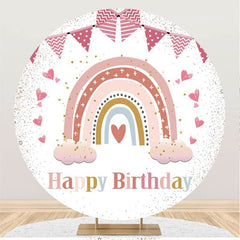 Lofaris Pink Pennant Rainbow Happy Birthday Circle Backdrop