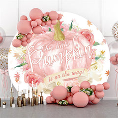 Lofaris Pink Pumpkin And Rose Baby Shower Circle Backdrop