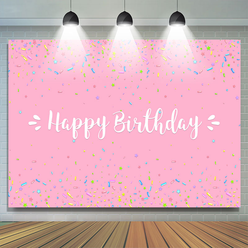 Lofaris Pink Solid Happy Birthday Party Backdrop for Girls