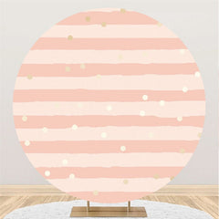 Lofaris Pink Stripes And Spot Round Happy Birthday Party Backdorp