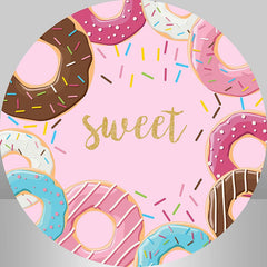 Lofaris Pink Sweet Dount Happy Birthday Round Backdrop Kit