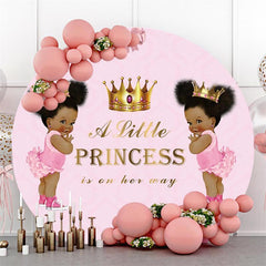 Lofaris Pink Twincess Princess Baby Shower Circle Backdrop