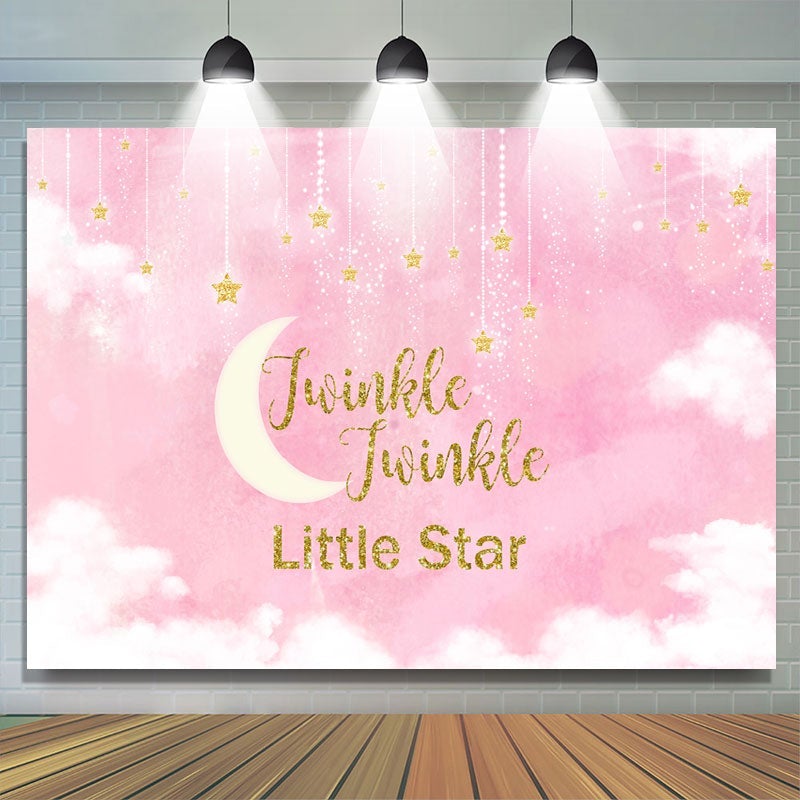 Lofaris Pink Twinkle Little Star Baby Shower Backdrop