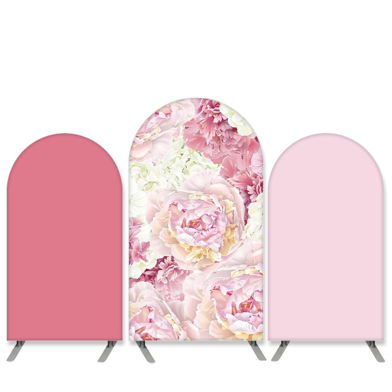 Lofaris Pink White Floral Theme Wedding Party Arch Backdrop Kit