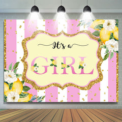 Lofaris Pink White Stripes Glitter Its A Girl Baby Shower Backdrop