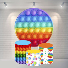 Lofaris Pop It Theme Circle Happy Birthday Backdrop For Party