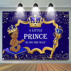 Lofaris Princess Gold Glitter Crown Blue Baby Shower Backdrop