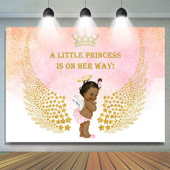 Lofaris Princess With Glitter Wing Pink Baby Shower Backdrop