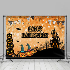 Lofaris Pumpkin and Castle Happy Halloween Backdrop for Kids