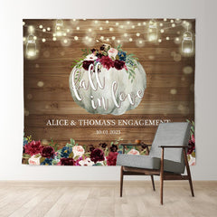 Lofaris Pumpkin And Roses Fall In Love Wooden Wedding Backdrop