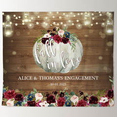 Lofaris Pumpkin And Roses Fall In Love Wooden Wedding Backdrop