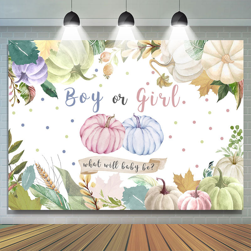 Lofaris Pumpkin Autumn Theme Gender Reveal Baby Shower Backdrop