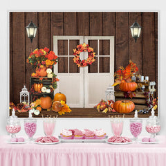 Lofaris Pumpkin Flower Wood Board Door Backdrop for Photo