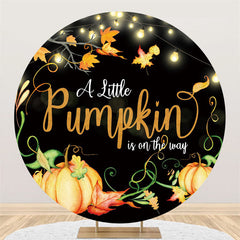 Lofaris Pumpkin Glitter Light Theme Baby Shower Round Backdrop