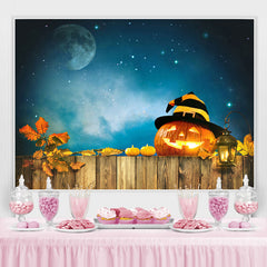 Lofaris Pumpkin Lantern Wood Board Light Night Themed Halloween Backdrop