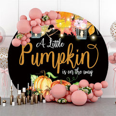 Lofaris Pumpkin Maple Leaf Lamp Baby Shower Circle Backdrop