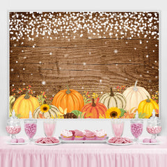 Lofaris Pumpkins White Lights Wood Board Autumn Party Backdrop