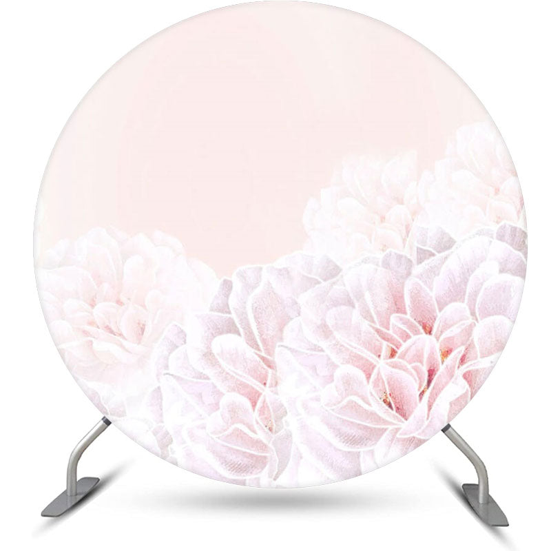 Lofaris Pure Floral Pink Simple Round Birthday Backdrop