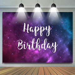 Lofaris Purple and Blue Starry Night Happy Birthday Backdrop