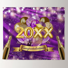 Lofaris Purple And Gold Ballons Bokeh Glitter 2022 Grad Backdrop