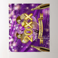 Lofaris Purple And Gold Ballons Bokeh Glitter 2022 Grad Backdrop