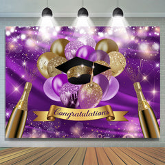 Lofaris Purple And Gold Bokeh Glitter Congratulations Backdrop