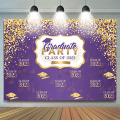 Lofaris Purple And Gold Bokeh Glitter Graduate Party Backdrop