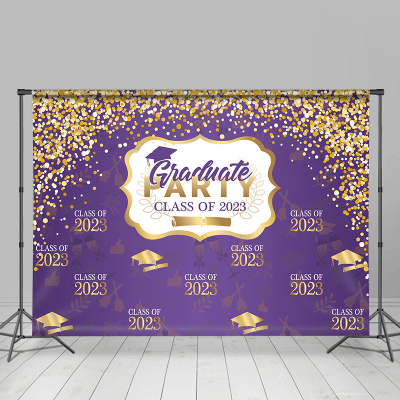 Lofaris Purple And Gold Bokeh Glitter Graduate Party Backdrop