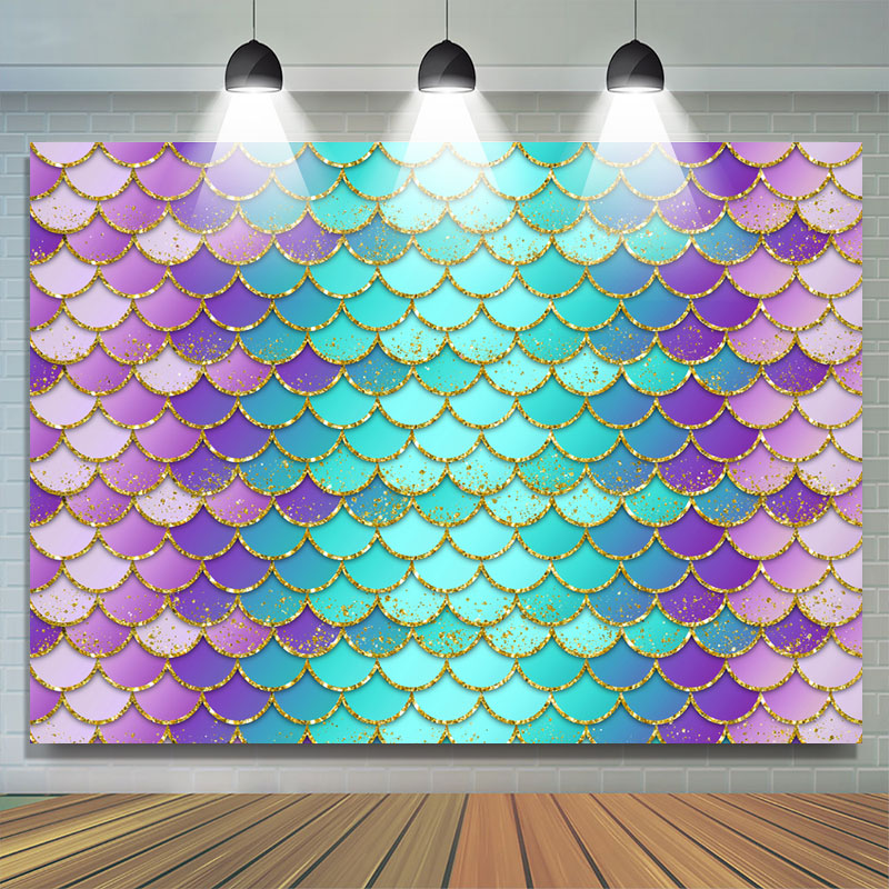 Lofaris Purple and Green Scales Little Mermaid Themed Backdrop