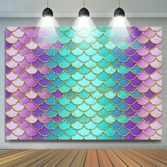 Lofaris Purple and Green Scales Little Mermaid Themed Backdrop