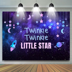 Lofaris Purple Blue Star Night Baby Shower Backdrop For Decro