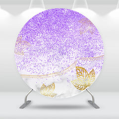 Lofaris Purple Glitter Golden Leaves Birthday Round Backdrop Kit