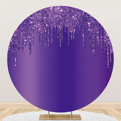 Lofaris Purple Glitter Round Birthday Party Backdrop Decoration