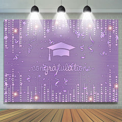 Lofaris Purple Glitter Star Congratulation Grad Black Backdrop