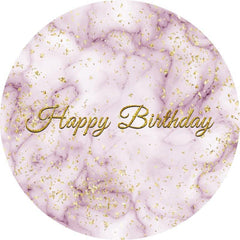 Lofaris Purple Marble Textured Round Gold Birthday Backdrop