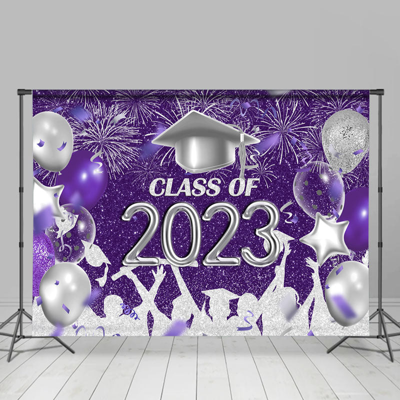 Lofaris Purple Silver Balloon 2023 Graduation Party Backdrop