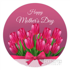 Lofaris Purple Tulip Happy Mothers Day Round Backdrops for Party