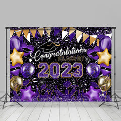 Lofaris Purple Yellow Balloons 2023 Congrats Grad Backdrop